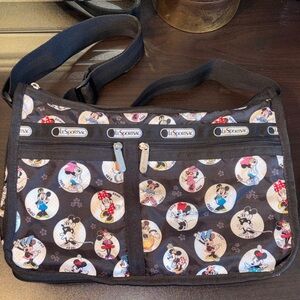 EUC LeSportsac Disney Minnie Mouse Deluxe Everyday Bag in the "Celebrate M